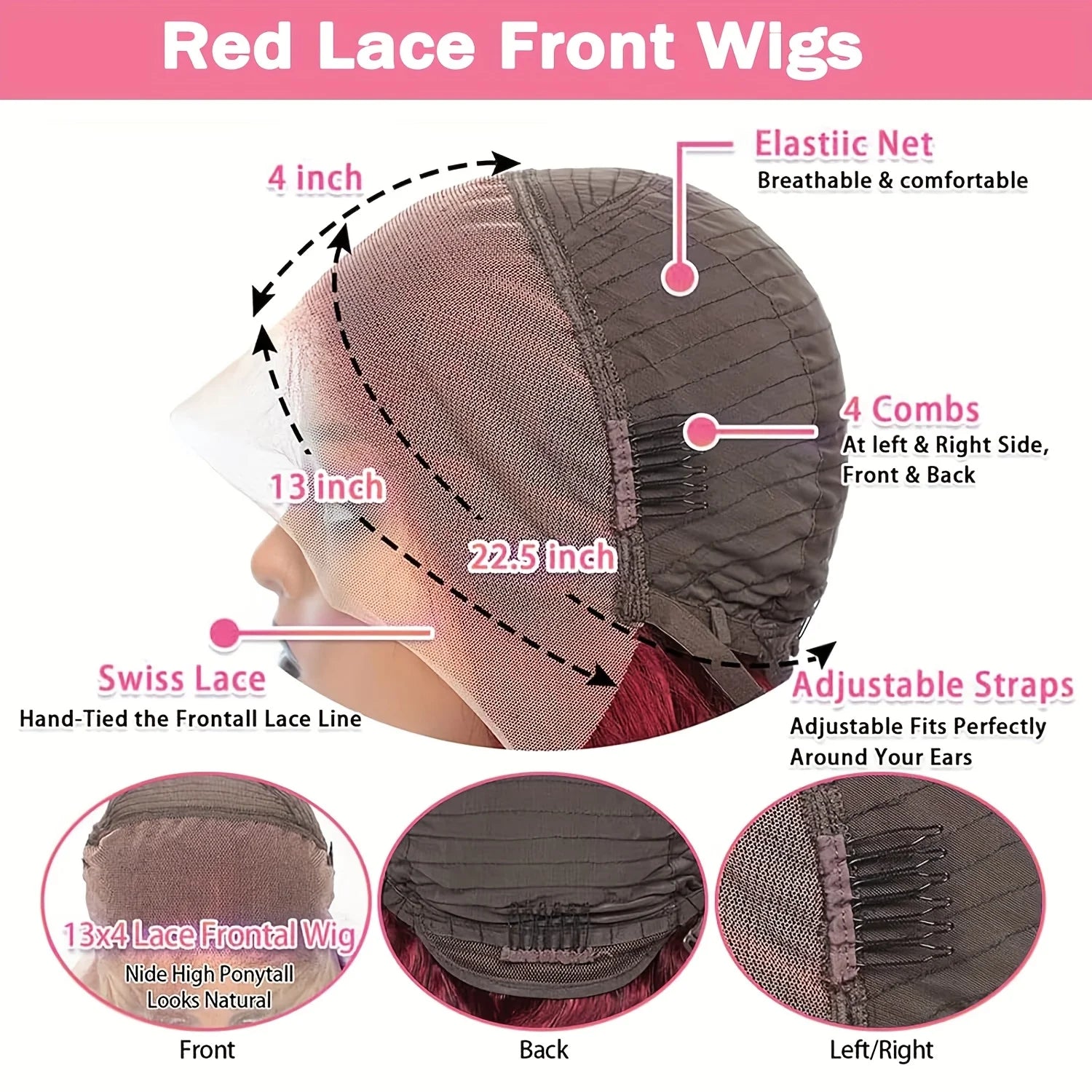250% Density Body Wave Wig Burgundy 99J Lace Front Wig 13x4 HD Lace Frontal Wig Human Hair Pre Plucked 99j Red Colored Wig