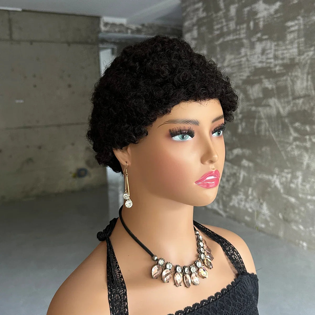 Short Afro Kinky Curly Wigs 100% Human Hair Wig For Women Pixie Cut Wig Deep Wave Water Wave Short Wig Full Machine Made Wig