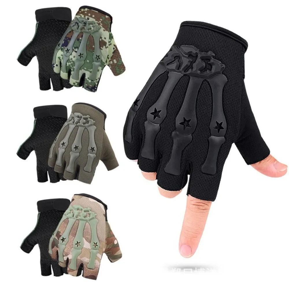 Tactical Riding Fingerless Gloves Non-slip Half Finger Gloves for Motorcycle Cycling Climbing Hiking Hunting Outdoor Sports