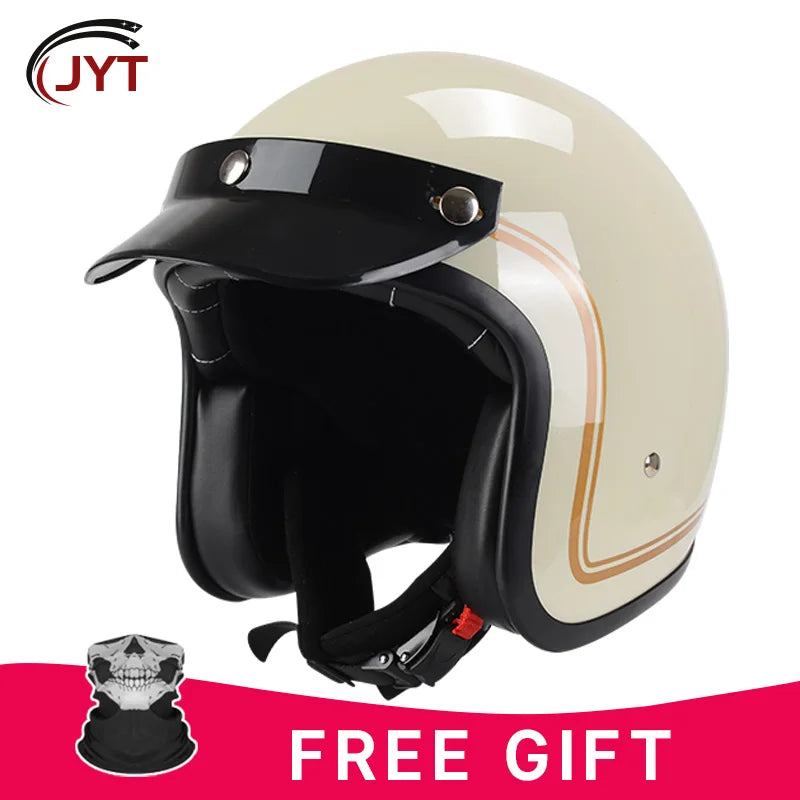 DOT Retro Open Face Motorcycle Low Profile Helmets 3/4 Half Helmet Vintage Four Seasons Unisex for Adult Men Women for Motocross