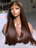 HD Chocolate Brown 13x4 Straight Lace Front Wig Brazilian 13x6 Lace Frontal Wigs For Women 100% Remy Human Hair Wig Pre Plucked