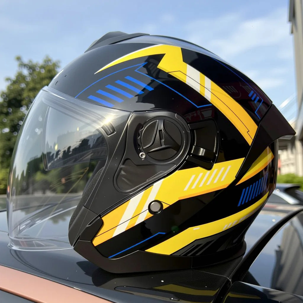 2025 Latest High Quality Motorcycle Helmet Half Covering Dual Lens Cascos para Motos Male Female Couple Capacetes de Moto