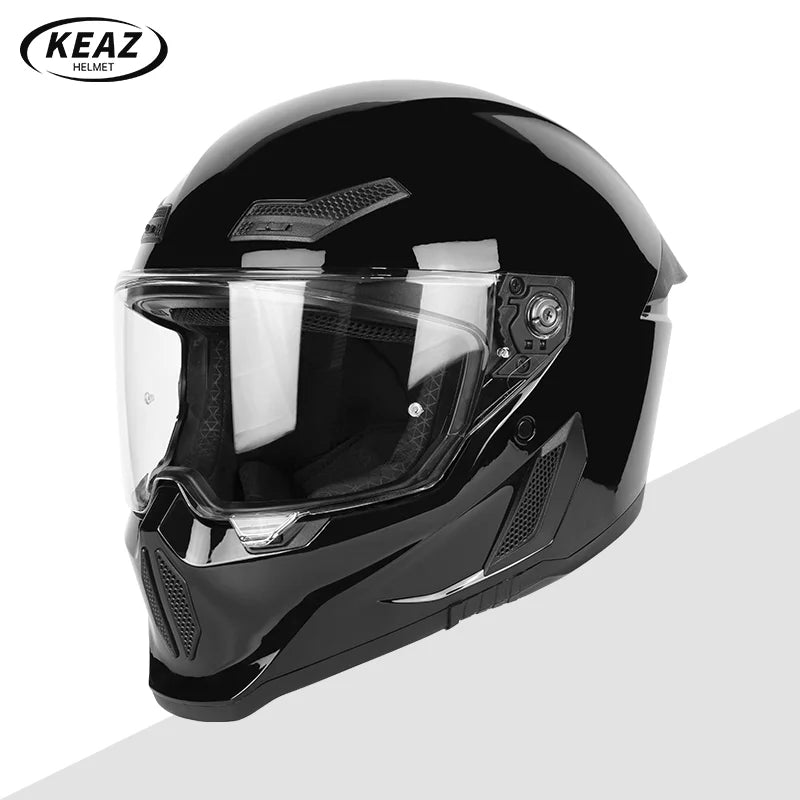 Personalized Retro Black Motorcycle Helmet Men Women Full Helmet for Motorcycles DOT Cover Suitable for All Seasons and Anti-Fog