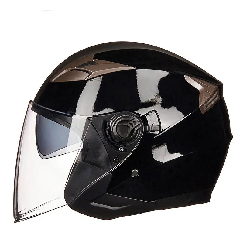 Dual Lens Retro Open Face 3/4 Motorcycle Helmet Riding Motocross Racing Motobike Vintage Cascos Capacete De Moto Men Women DOT