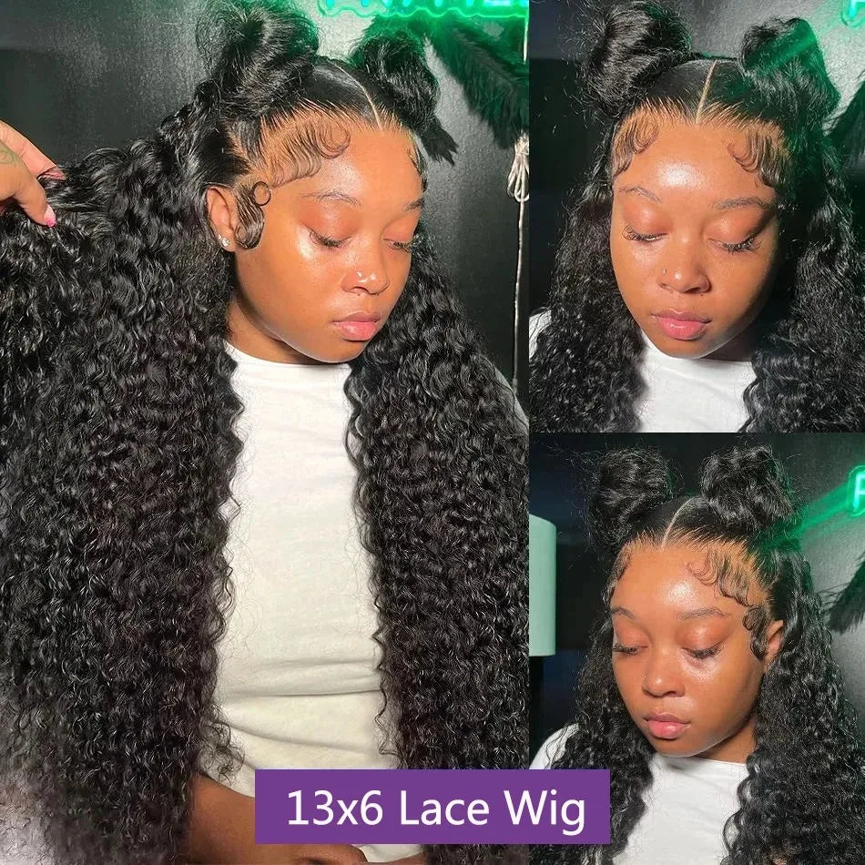 250 Density 13x6 Hd Lace Frontal Wigs Brazilian 32 34 40 Inch Deep Wave Curly Human Hair Wigs 100% For Black Women Preplucked
