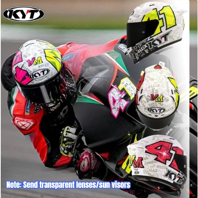 New colors available！KYT Full Helmet Women Motorcycle Helmet Men Summer Four Season Moto Track Hard Helmet Riding Big Tail ST