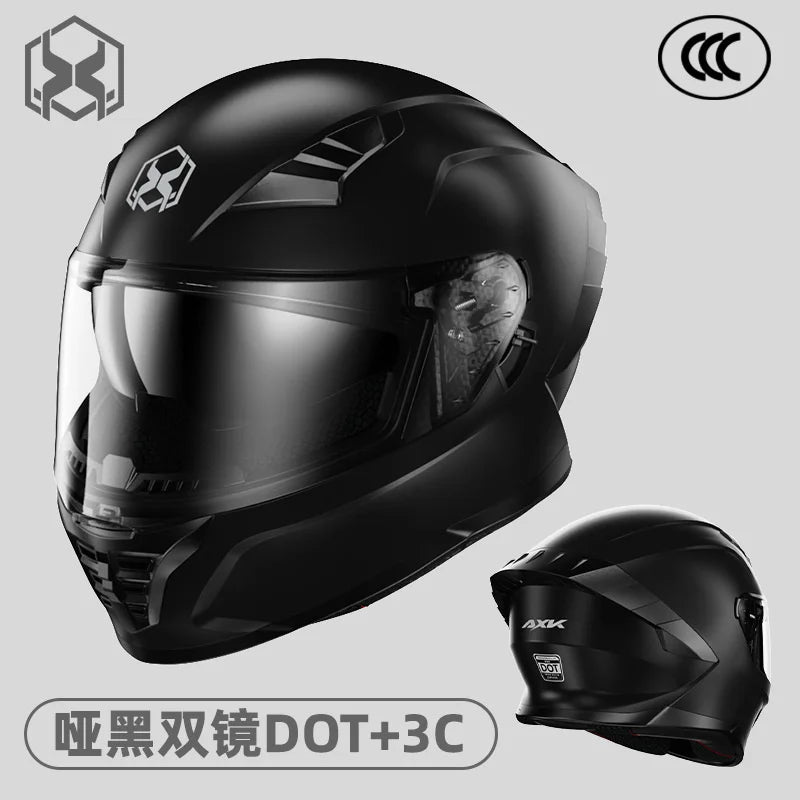 Full Face Motorcycle Helmet Latest DOT Approved  Racing Helmets Winter Warm Double Visor Motorbike Sports Safety helmet