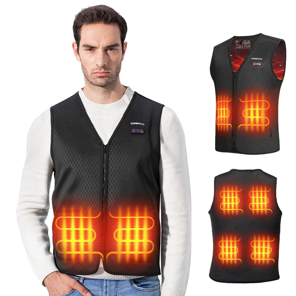 Unisex Heated Vest with 6 Heating Areas Warm Inner USB Electric for Winter Outdoor Sports Motorcycle Riding Skiing Fishing Gear