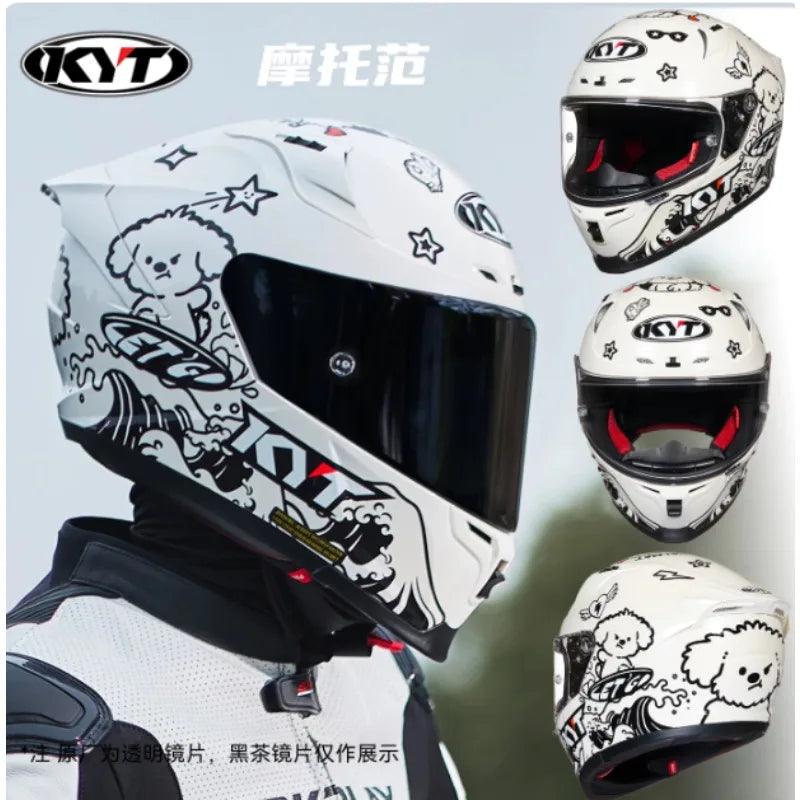 New colors available！KYT Full Helmet Women Motorcycle Helmet Men Summer Four Season Moto Track Hard Helmet Riding Big Tail ST