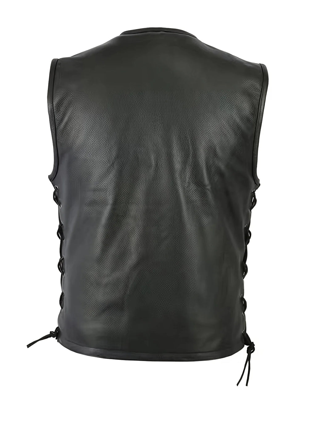 Men Solid Color Vest Motorcycle Fleet Punk Leather Vest Coat Sleeveless O-Neck Zipper Slim Jacket Autumn Work Coats Male Wear