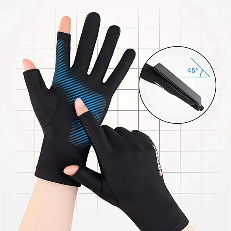 Outdoor Sports Ice Silk Touch Screen Riding Gloves for Men Women Breathable Glove Non-Slip Motorcycle Gloves for Cycling Driving