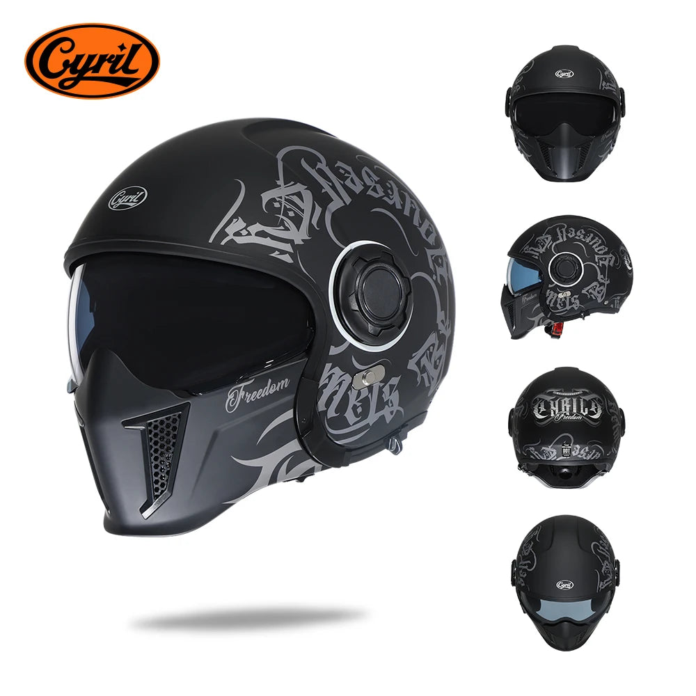 CYRIL Motorcycle Helmet Full Face Open Face Helmets 3/4 Men Women Modular Dual Visor Helmet For Motorcycle ECE DOT Approved