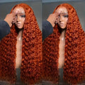 Ginger Orange #350 Brazilian Deep Wave 13x6 HD Lace Front Human Hair Wigs Women 13x4 Lace Frontal Wigs 5x5 Glueless Closure Wig