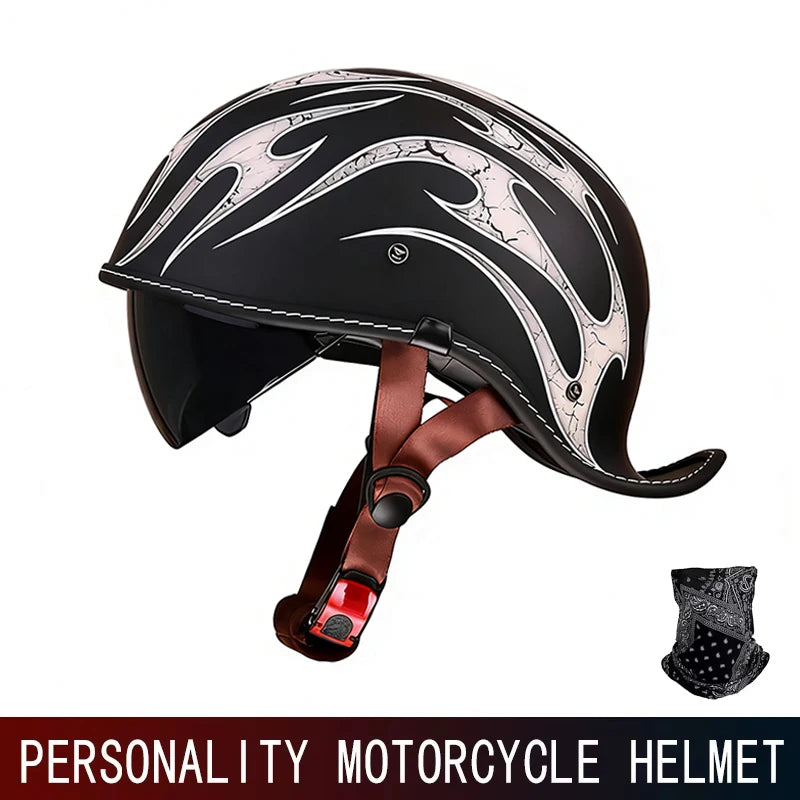 DOT motorcycle retro helmet scoop helmet for men and women summer half helmet cruise motorcycle tilt helmet commuter personality
