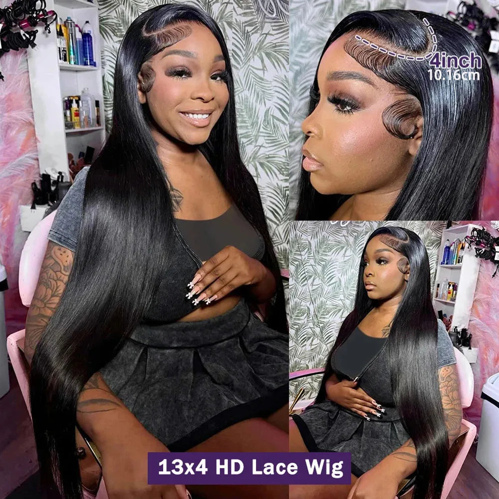 Straight Lace Front Wigs Human Hair 250% Density 13x4 Full Frontal Transparent HD Lace Wig Glueless Wigs 13x6 Lace Frontal Wigs