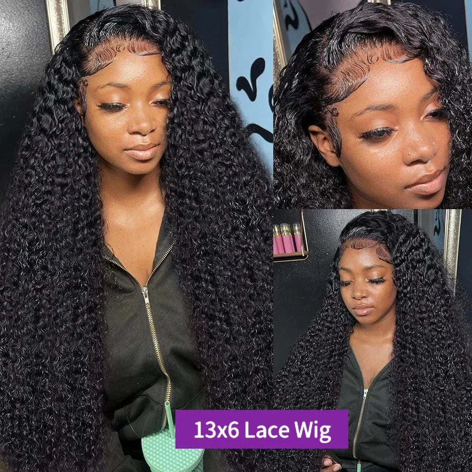 Curly Wig Human Hair 40 Inch Hd Lace Wig 13x6 Human Hair Deep Wave Frontal Wig Water Wave Lace Front Wig Brazilian Hair Wigs