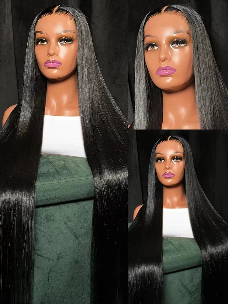 200% Density 13x4 Bone Straight Brazilian Front Human Hair Wig 13x6 HD Transparent Lace Frontal Wigs Pre Plucked For Black Women