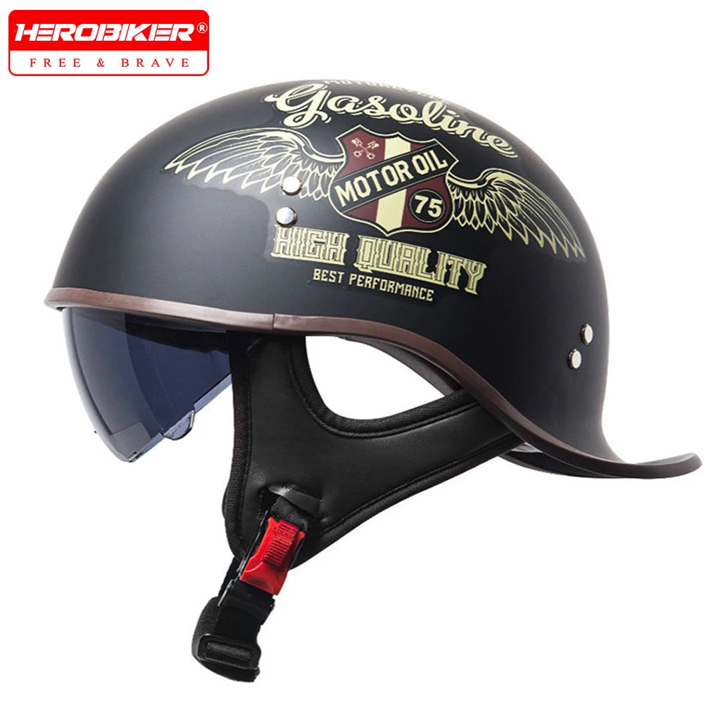 Retro Motorcycle Helmet Men Women Motorbike Half Helmet Riding Racing Moto Helmet DOT Certification Protection Vintage