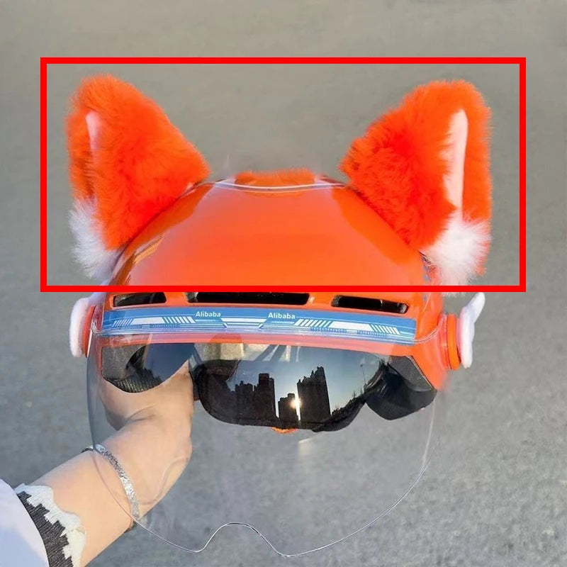 Motorcycle Helmet Orange Ear Decorations Animals Cat Ears Accessories for Ski Electric Scooter Helmets Cascos Para Moto