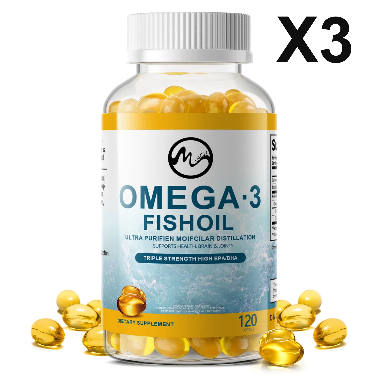 Omega-3 Fish Oil Supplement - with EPA & DHA - Supports Heart and Brain Health Omega 3 Fatty Acids