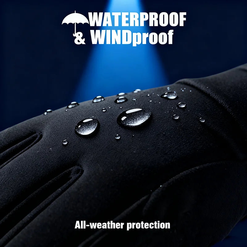 Outdoor Fishing Waterproof Gloves Men's Palm Silicone Anti Slip Touch Screen Full Finger Gloves Motorcycle Riding Warm Gloves