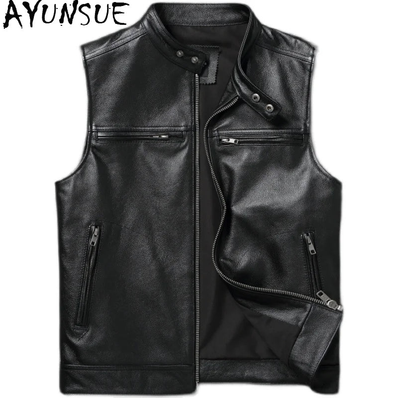AYUNSUE Autumn New in Jacket Genuine Leather Coats Large Mens Clothing Black Motorcycle Jackets Size S-6XL Мотокуртка Slim Fit