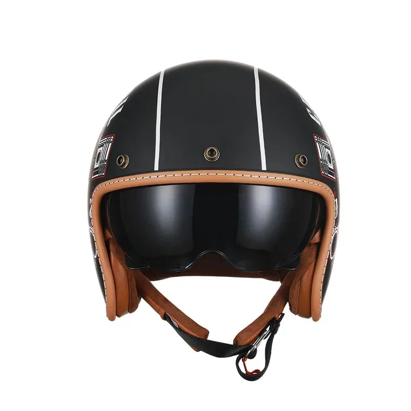 Retro 3/4 Open Face Half Motorcycle Helmet CYRIL B206 Lightweight Adult Vantage Jet Helmet for Men Women DOT ECE Approved
