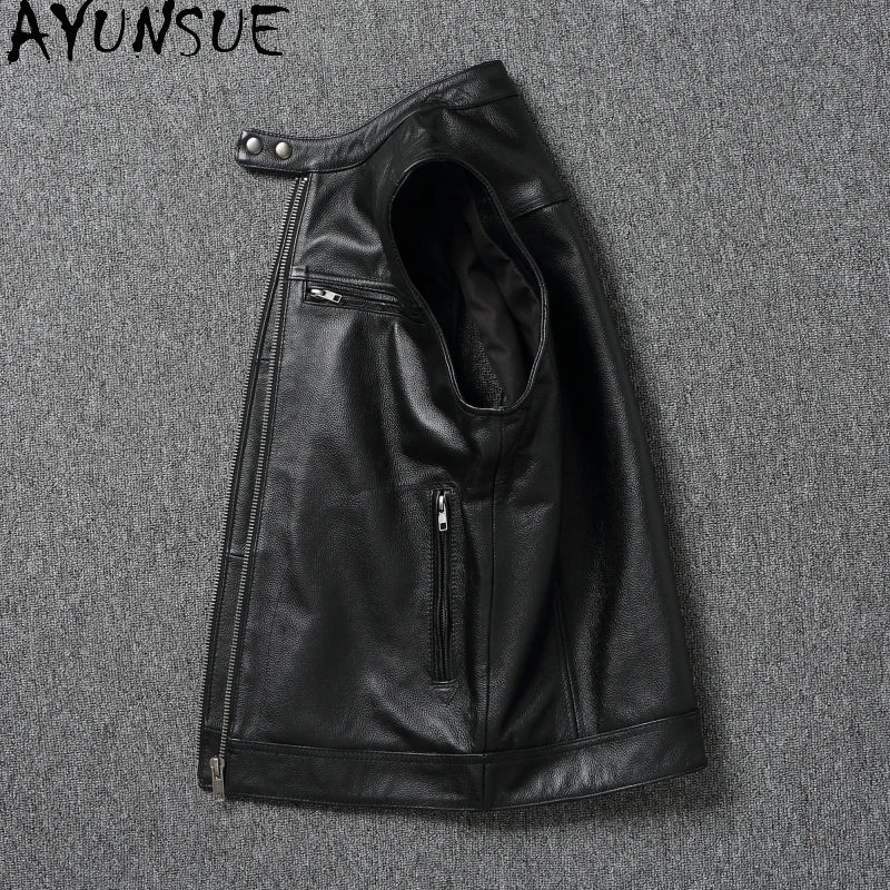 AYUNSUE Autumn New in Jacket Genuine Leather Coats Large Mens Clothing Black Motorcycle Jackets Size S-6XL Мотокуртка Slim Fit