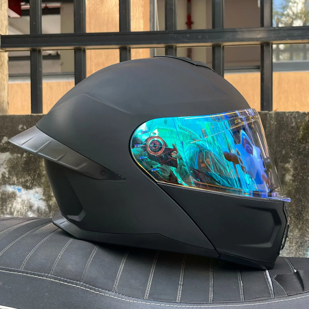 ORZ Motorcycle Helmet Dual Visor Modular Flip Up Full Face Helmet Cascos Para Moto Motocross Night Vision Lens DOT Approved