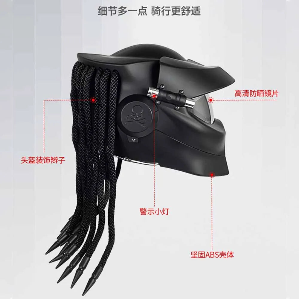 Matte Black Dreadlocks Full Face Biker Helmet Wear-Resistant Motorcycle Equipment Anti-Fall Motocross Kask Breathable Protection