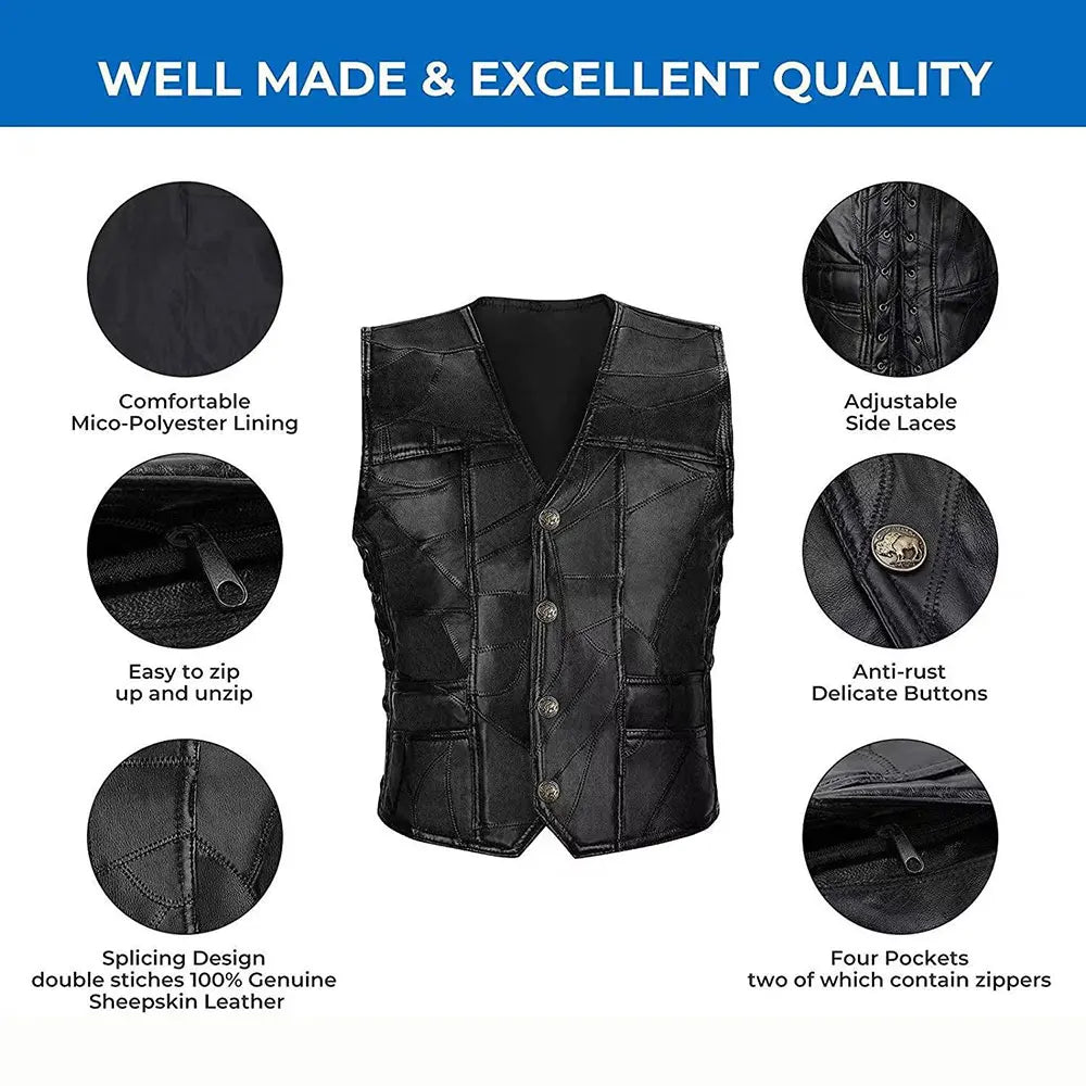 PU Leather Motorcycle Jacket Vest Men Autumn Winter Chaqueta Moto Motocross Riding Jacket Casual Slim Fitting Jacket Vest S-5XL