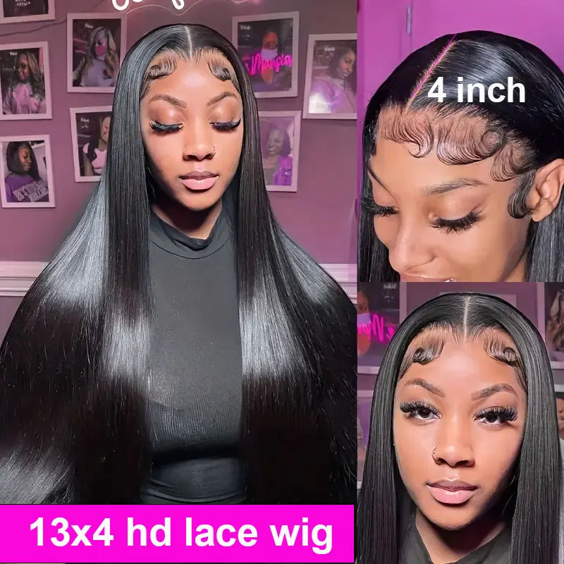 40 42Inch Human Hair Wigs Straight 13x4 13x6 Hd Transparent Lace Front Wigs Silky Straight Human Hair Pre Plucked With Baby Hair