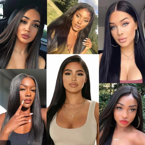 38 40 Inches 200% Density Bone Straight 13x6 HD Transparent Lace Frontal Wig Brazilian Human Hair 5x5 Lace Front Wigs For Women