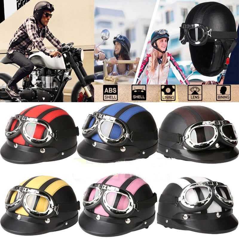 For Harley Adult Helmets Motorcycle Retro Half Cruise Helmet Motorcycle Scooter Helmet All season Vintage GERMAN Motorcycle Moto