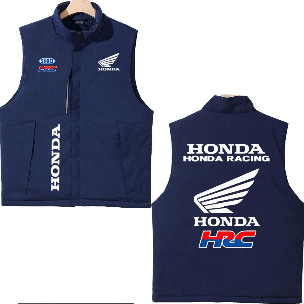 2025 Honda Racing Printed Cotton-Padded Vest Autumn Winter Men's Women's Outdoor Motorcycle Jacket Street Fashion Warm Clothing