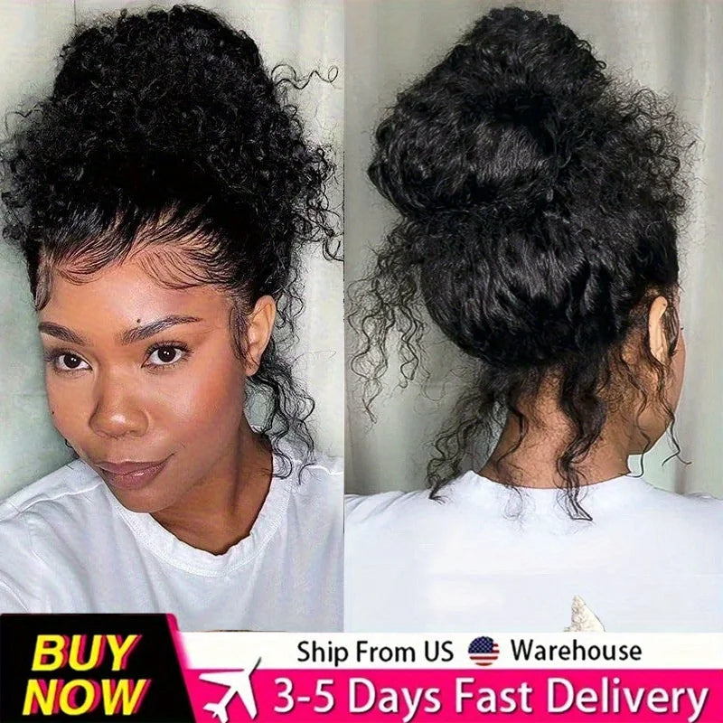 Women's 360 HD Lace Front Glueless Curly Wig - 220%Density Human Hair Deep Wave 13x4 13x6 Lace Frontal with Pre-Plucked Hairline
