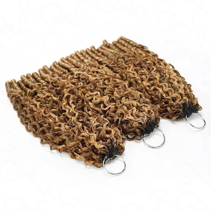 #P4/27 Highlight Burmese Curly Crochet Human Hair for Boho Braids  Crochet Weave Hair Extensions Pre Separated Miracle Knots