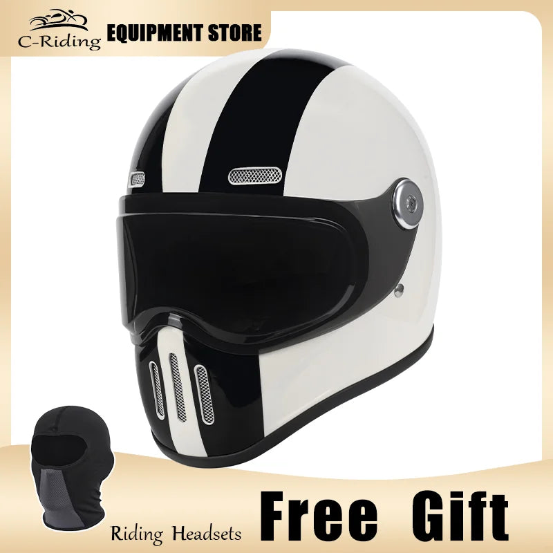 C-Ridng Genuine Carbon Fiber Adventure DOT Certified Modular Design Style Full Face Motorcycle Helmet with Dark Detachable Lens