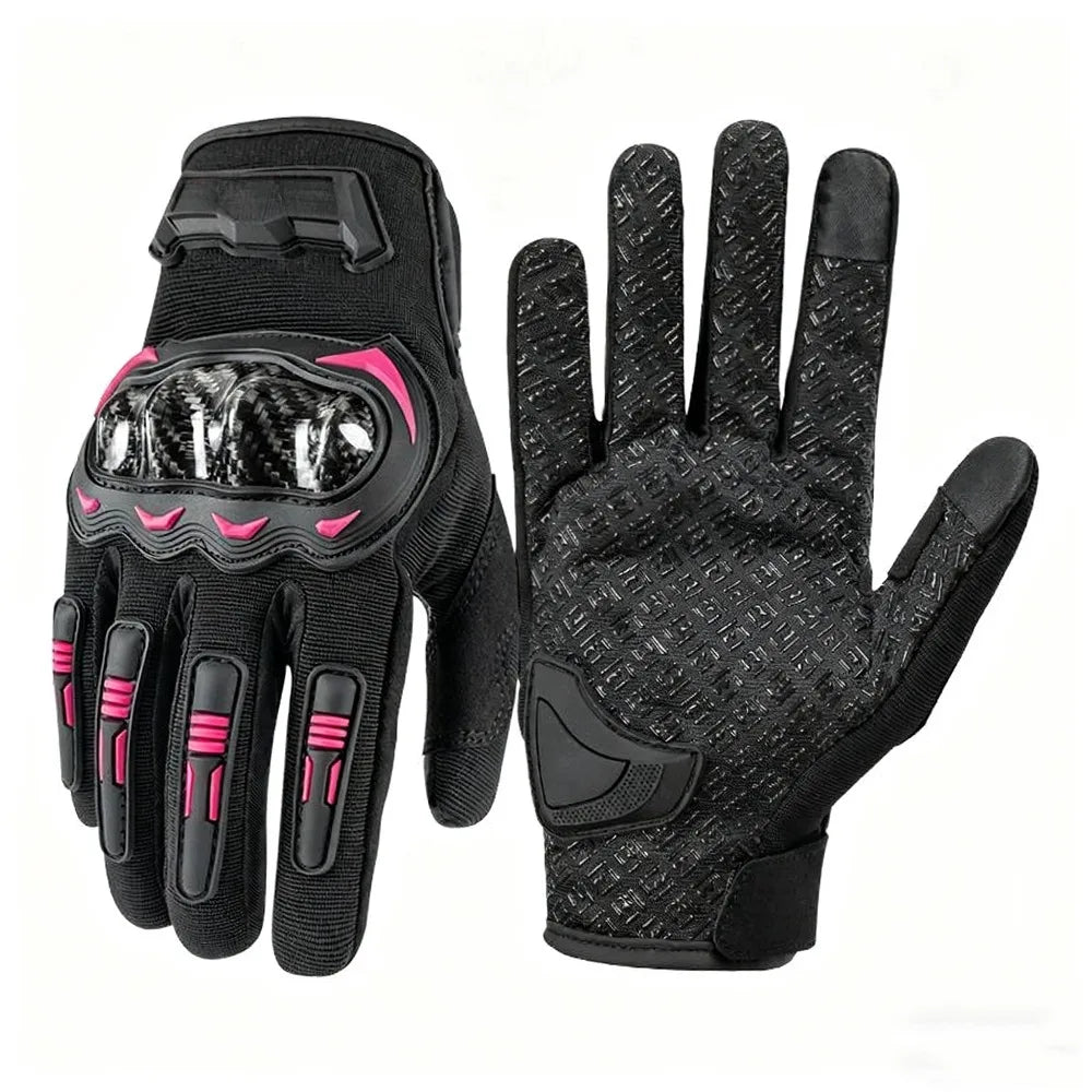 Summer Motorcycle Gloves Men Women Outdoor Breathable Anti-Slip Full Finger Gloves Touchscreen Protective Riding Gear for Racing