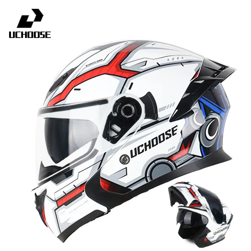 Motorcycle Helmet Dual Lens Cross-section Helmet Outdoor Cycling Flip Up Helmet Capacete Casco Moto with Bluetooth Headphones