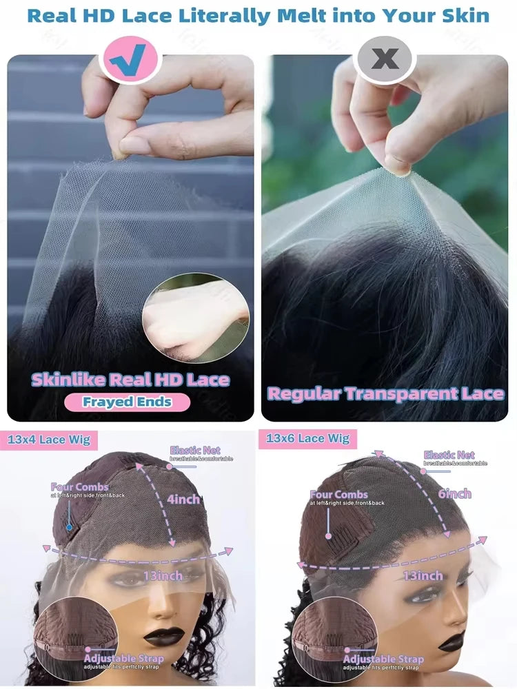 13x6 Bone Straight Real Human Hair Lace Front Wigs Brazilian Glueless 30 36 Inch Straight 13x4 HD Transparent Lace Frontal Wig