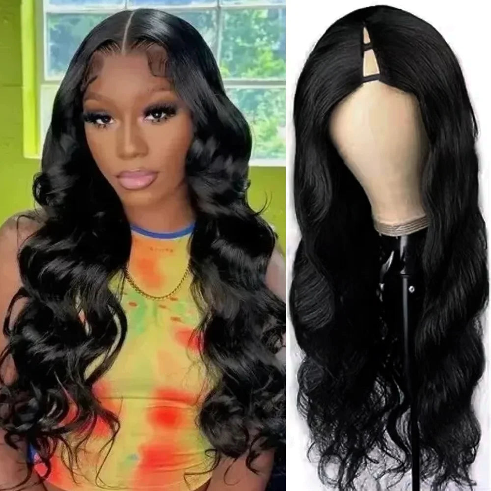 200 Density V Part Wig Human Hair Body Wave With Drawstring Wigs Real Scalp 16-32 Inches V Part Wig Fit For All Head Sizes