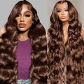 Chocolate Brown Wig Body Wave Human Hair Wigs 13X6 Hd Lace Frontal Wig 250 Density Colored Preplucked Brazilian Lace Front Wigs