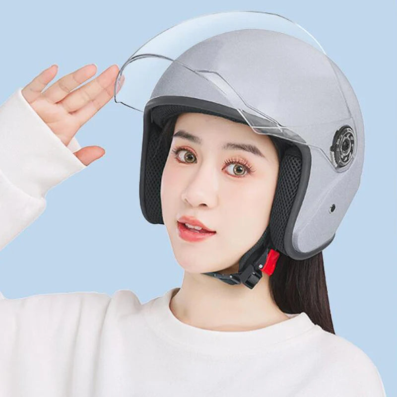 1 Piece Men Woman Electric Riding Lens Helmet Four Seasons Comfortable Ventilation Adjustable Motorcycle Safety Helmet