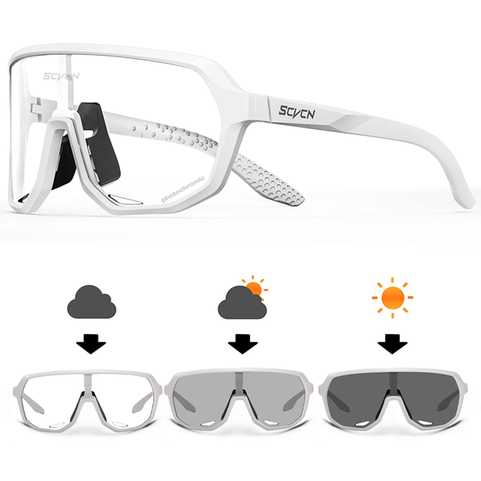 SCVCN Hot Photochromic UV400 Cycling Glasses Motorcycle Bike Riding Outdoor Sport Cycling Sunglasses Men Women Hiking Goggles