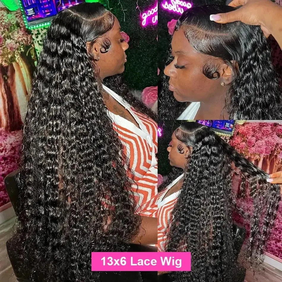 250 % Loose Deep Wave 30 38 40 Inch 13x6 HD Lace Frontal Human Hair Wigs Brazilian PrePlucke Water Curly 13x4 Lace Front Wig