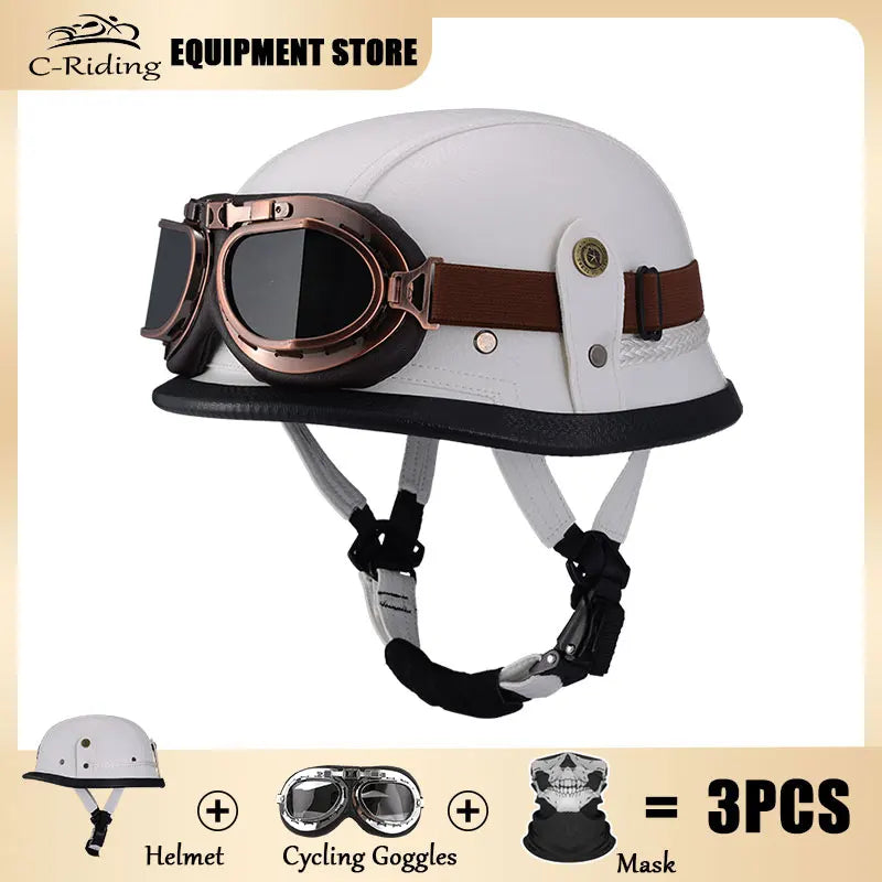 Motorbike Helmets Casco Moto Helmet Half Face Vintage Retro German Scooter Motorcycle Helmet Dot Approved Motorcycle Accessories