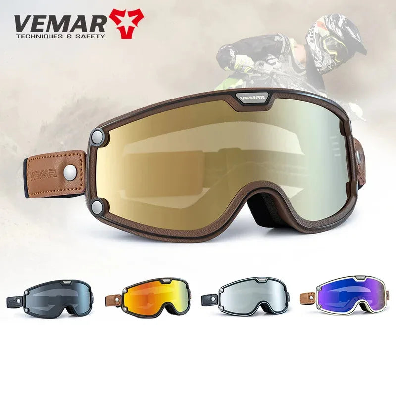 VEMAR Motorcycle Helmet Goggles Windproof Anti-fog Accessories Clarity Glasses Cycling Racer Chopper Sports Biker Riding Eyewear
