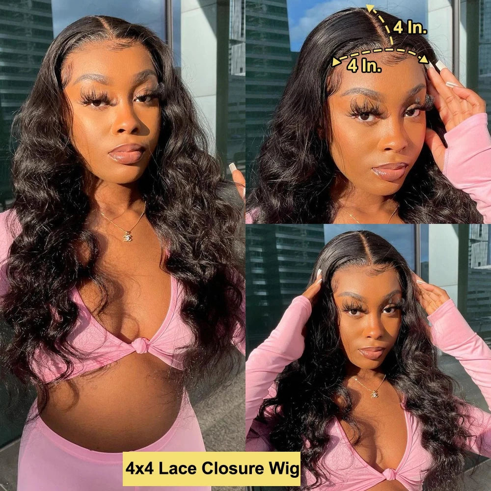 WeWave Loose Deep Wave Wig 1B Black 13x6 HD Lace Human Hair Wig Pre Plucked Baby Hair Bleached Knots Brazilian Wigs Original
