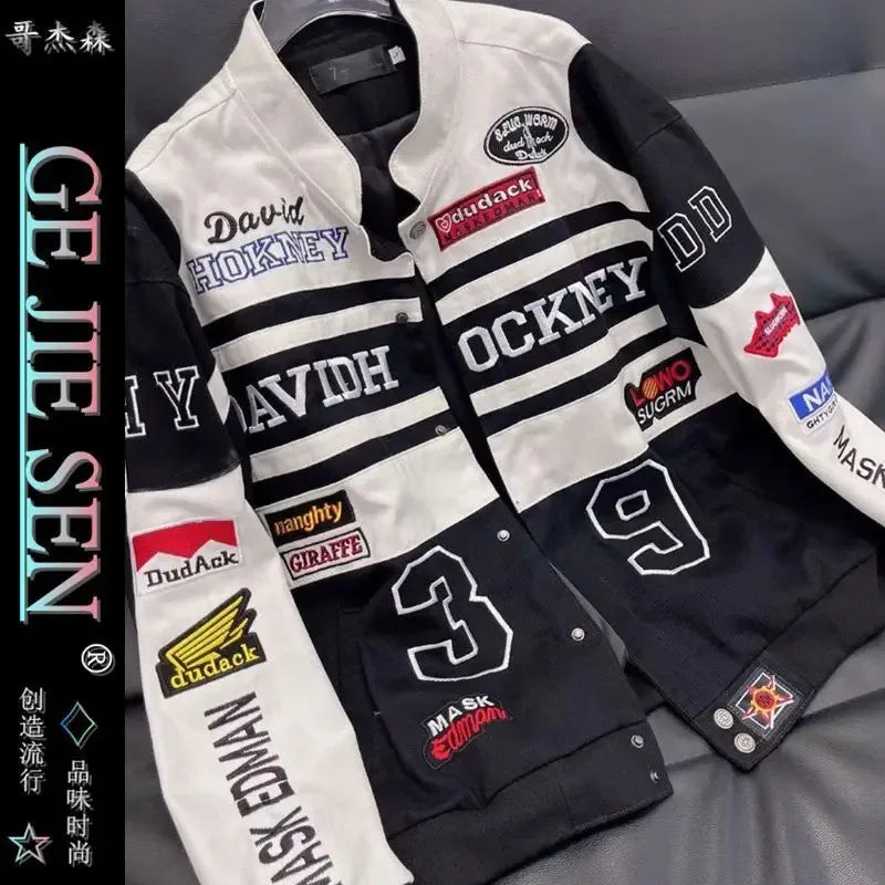 Motorcycle cycling suit, autumn new trendy brand, lized , heavy-duty embroidered jacket, couple 5;c,6's.2;b'8,
